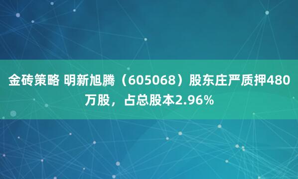金砖策略 明新旭腾(605068)股东庄严质押480万股,占总股本2.96%