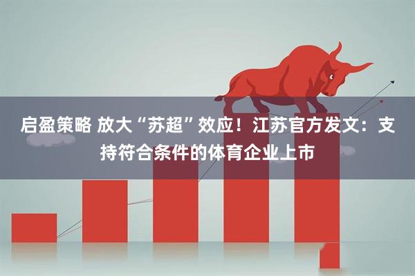 启盈策略 放大“苏超”效应！江苏官方发文：支持符合条件的体育企业上市